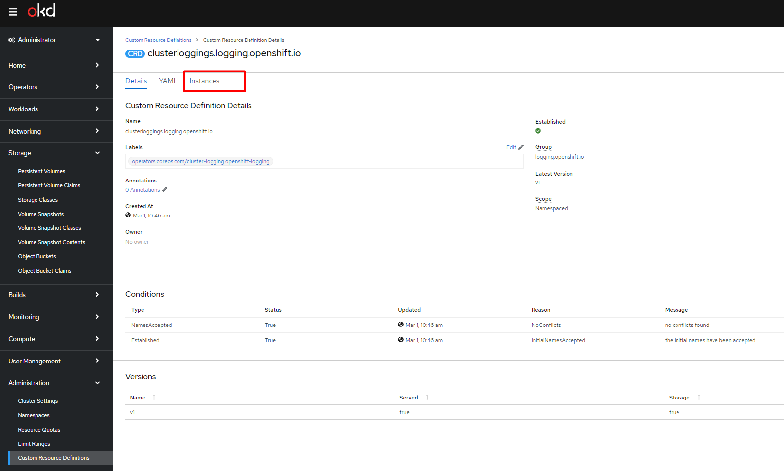 cluster loggin instances