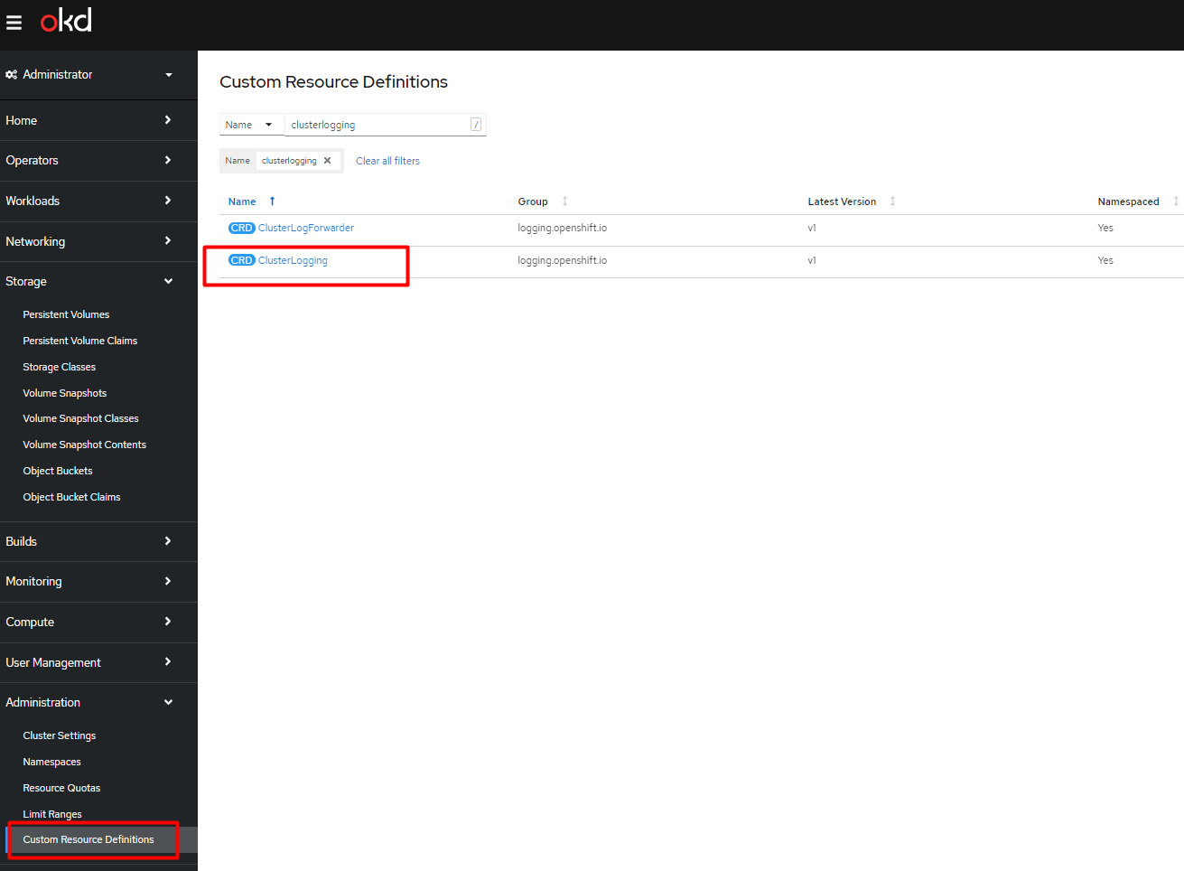 cluster logging