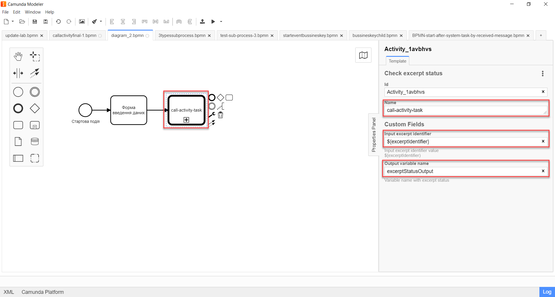 element temp call activity check excerpt status 2