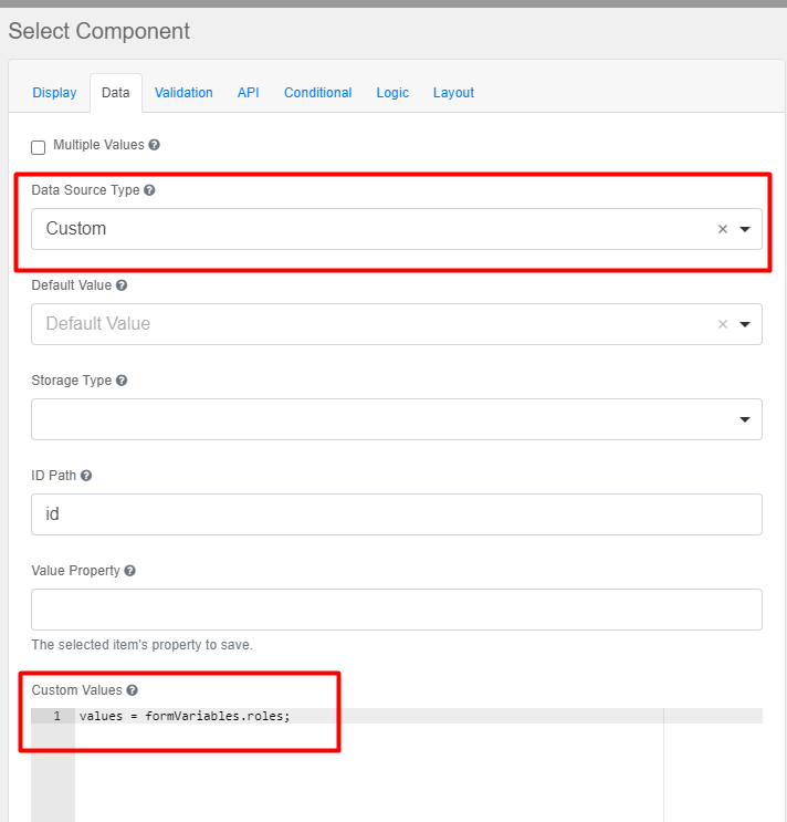 admin portal form variables