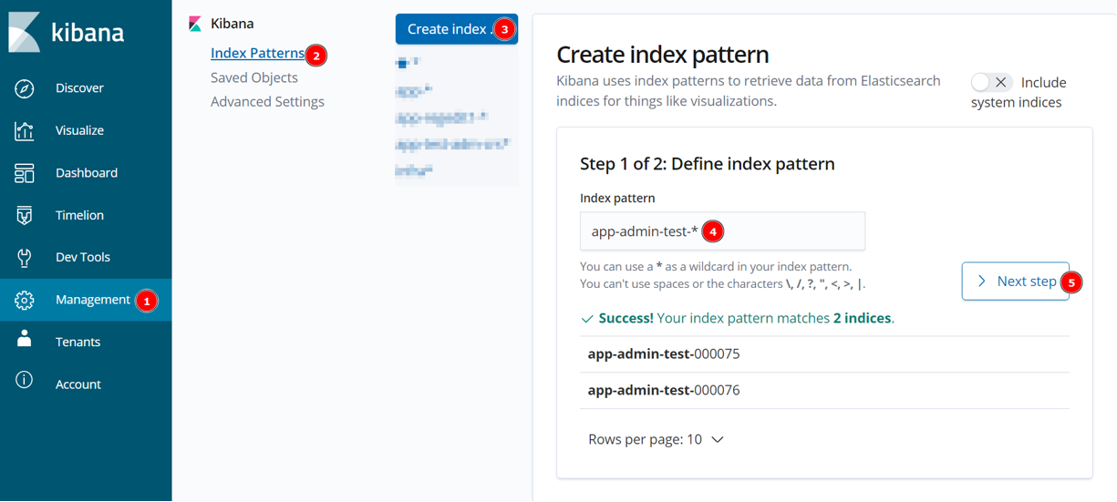 01 index pattern step 1