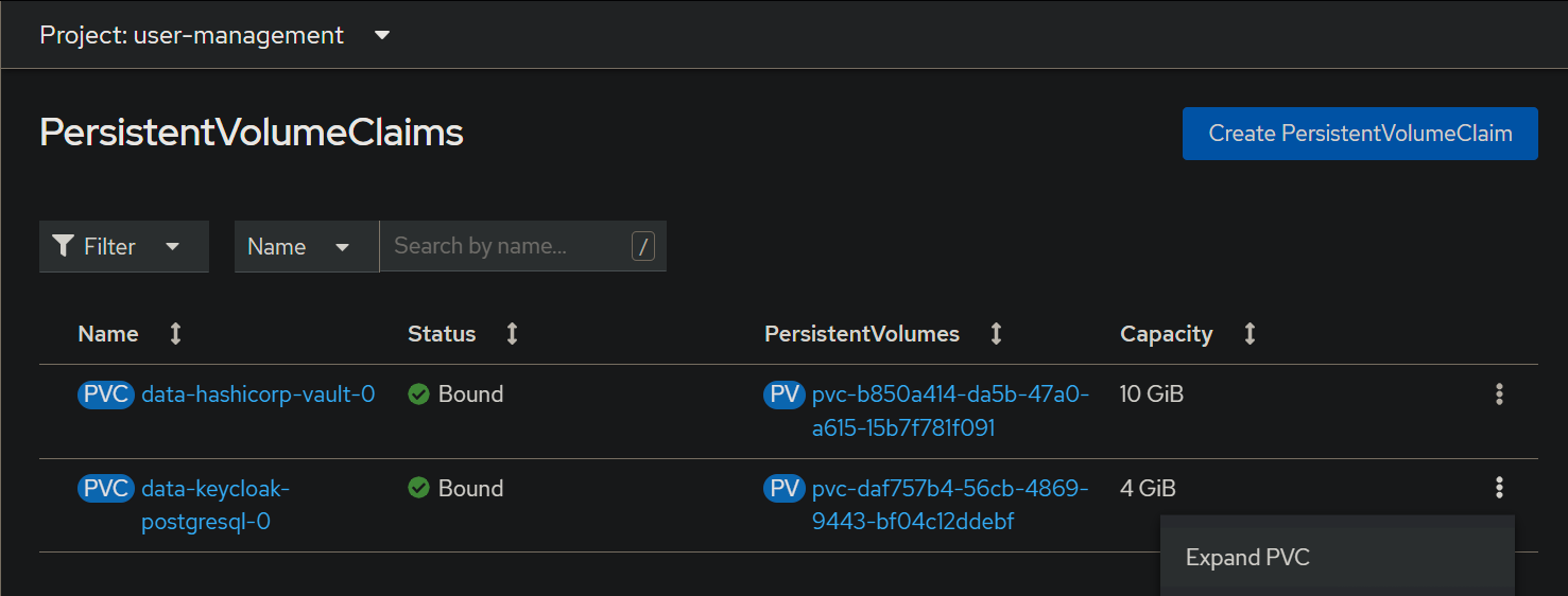 keycloak postgresql disk 1