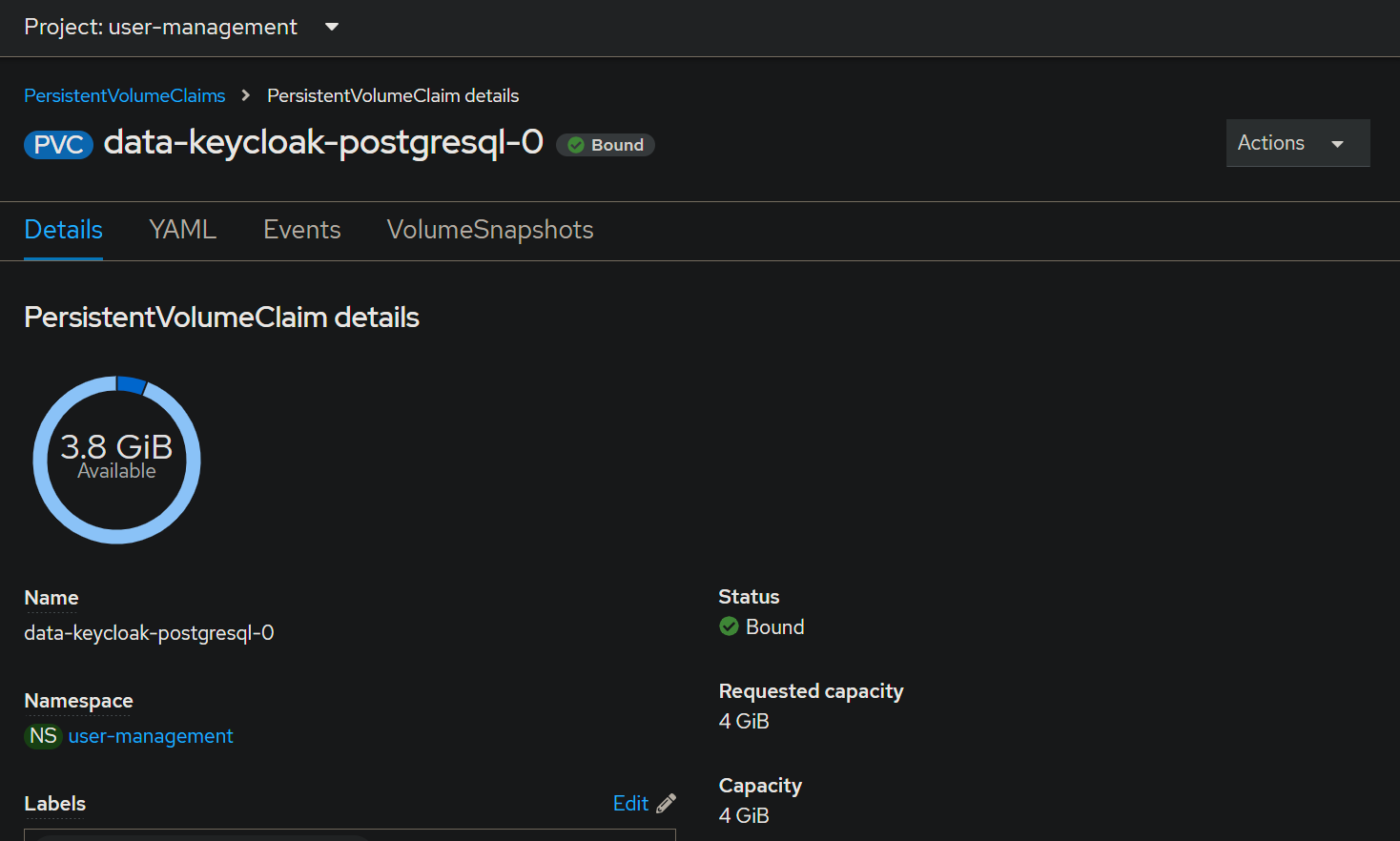 keycloak postgresql disk 12